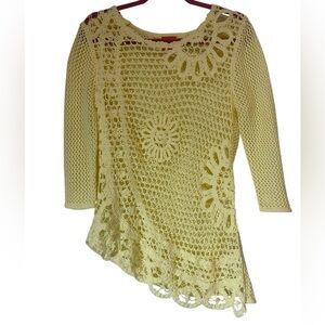 Yellow Crochet Asymmetrical Top